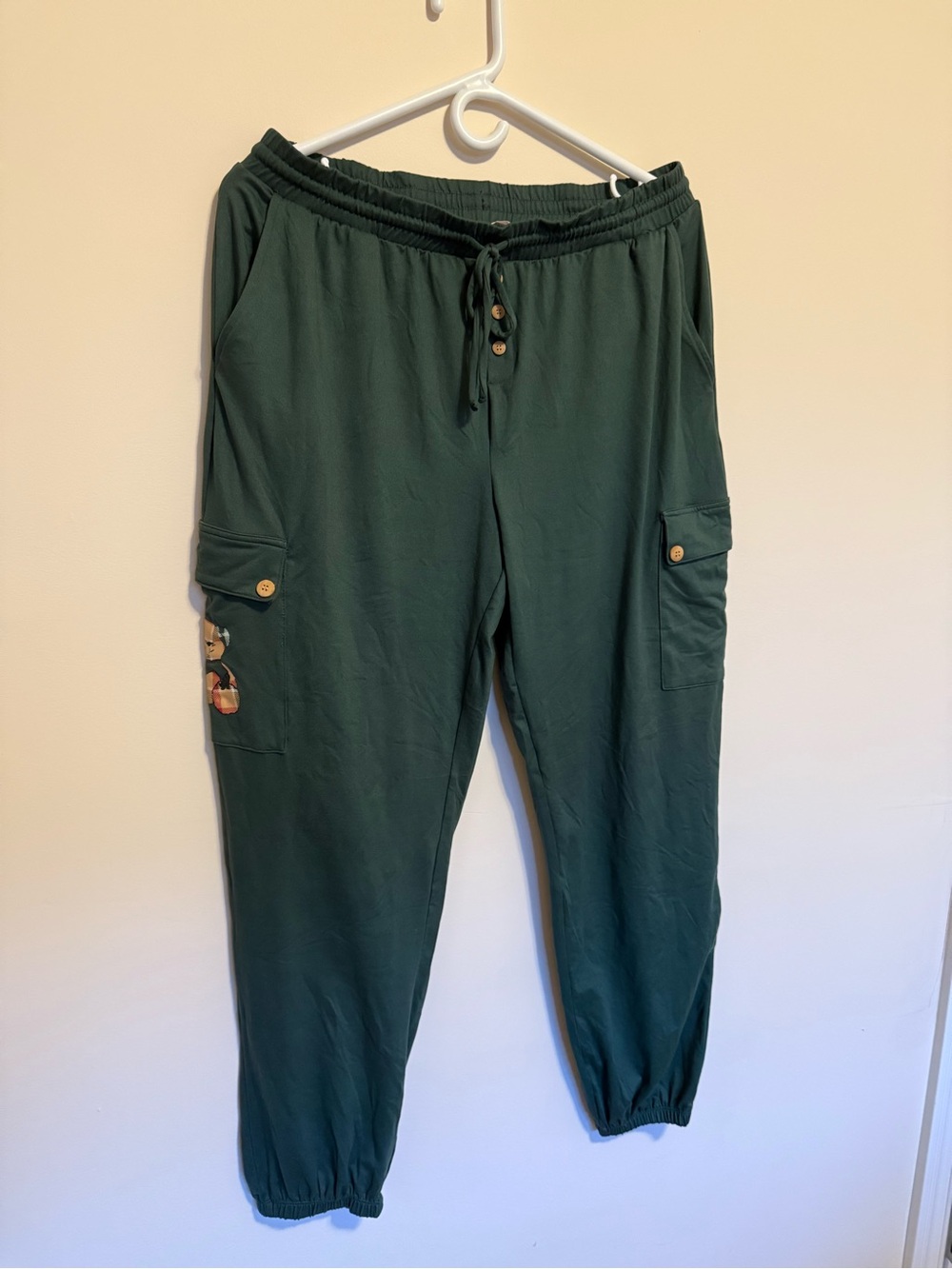 La Vie En Rose Forest Green Drawstring Cargo Lounge Pants